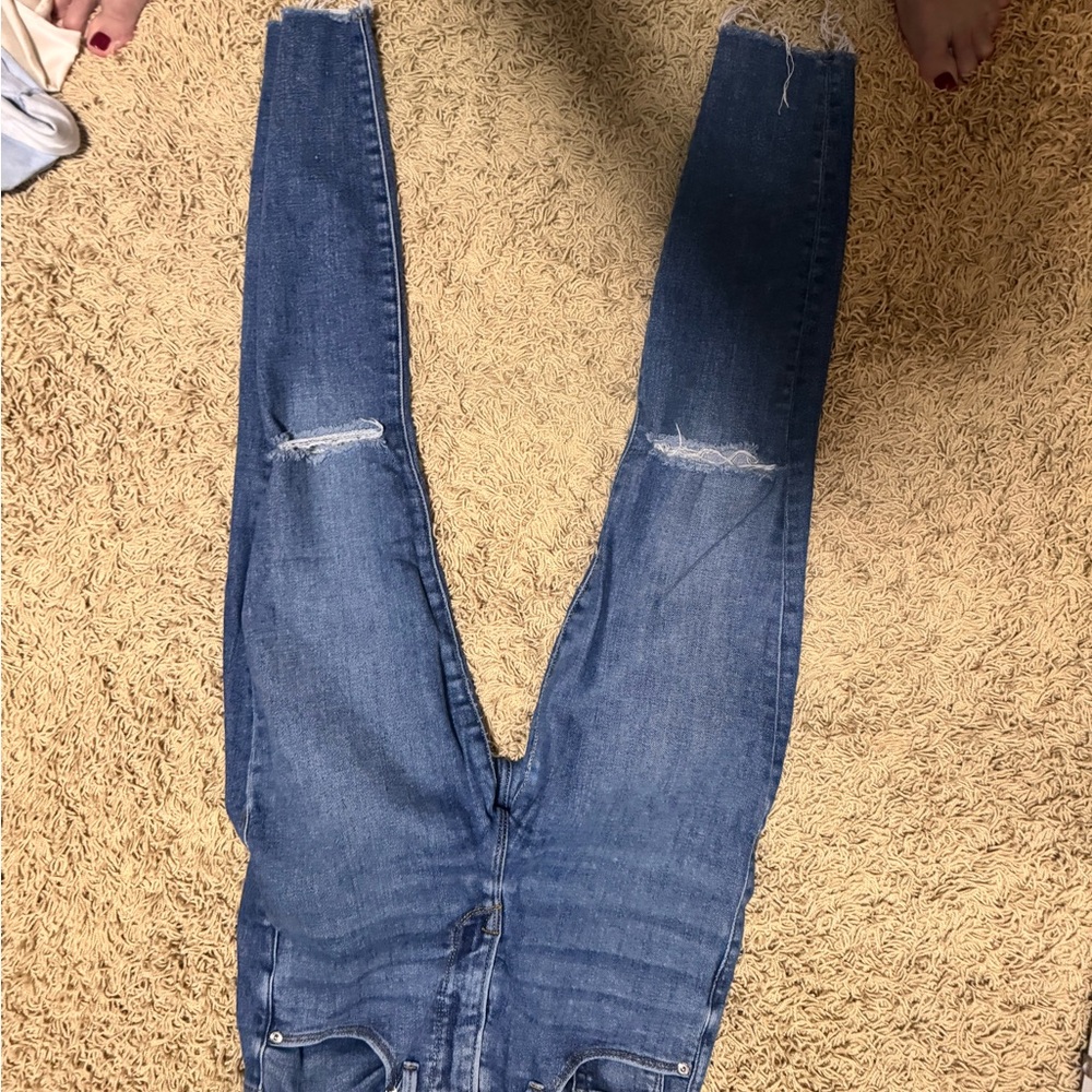 Good American good waist  Distressed Blue Jeans